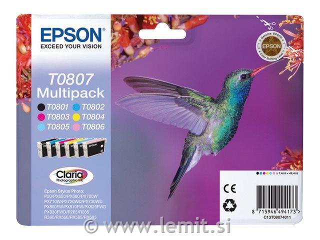 EPSON T0807 kartuše, komplet 6 barv