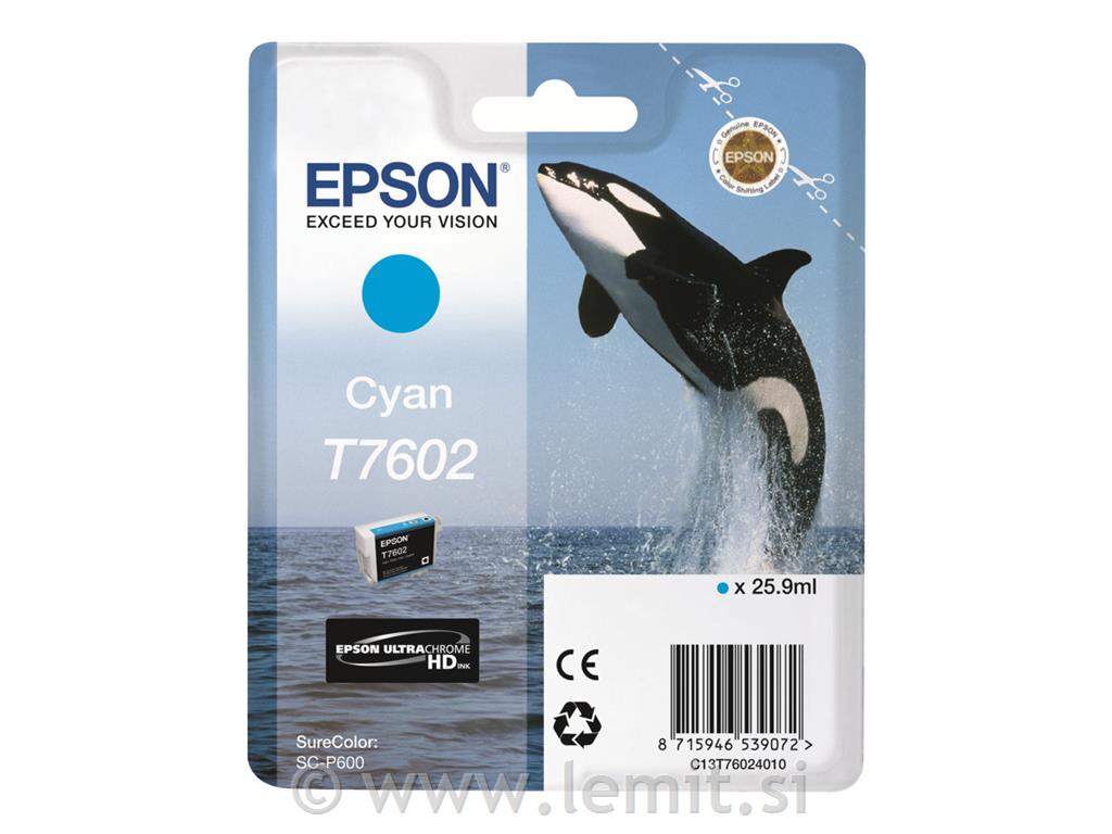 EPSON T7602 kartuša, modra, 26ml