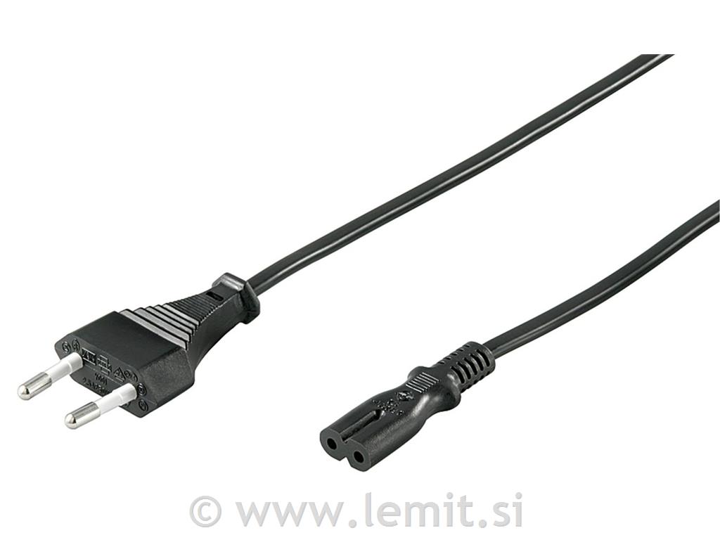 MicroConnet Napajalni kabel C7, 5m črn
