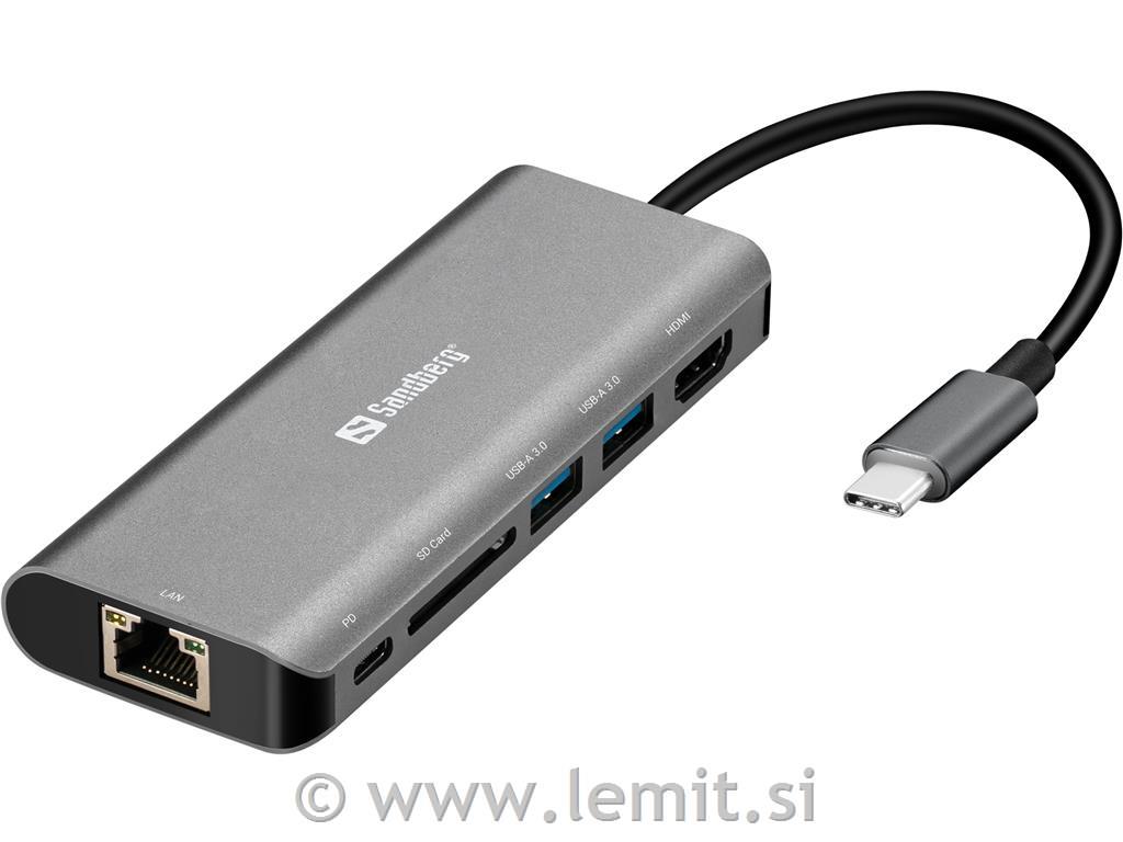 Sandberg USB-C hub razdelilnik, 6-v-1