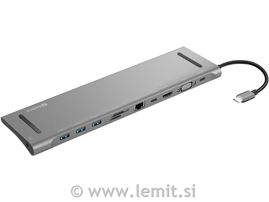 Sandberg USB-C hub razdelilnik, 10-v-1