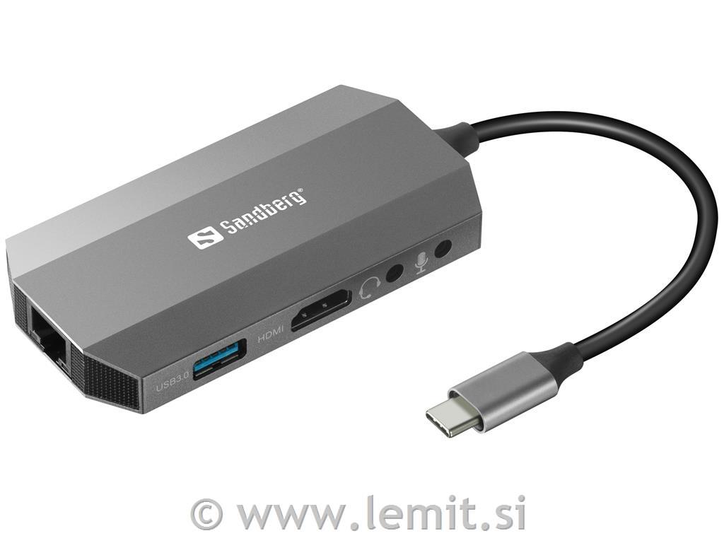 Sandberg USB-C hub razdelilnik, 6-v-1