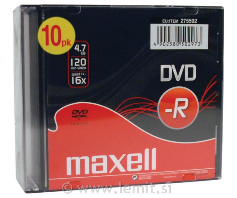DVD-R 4,7GB 16X 10kos, 5mm škatlice
