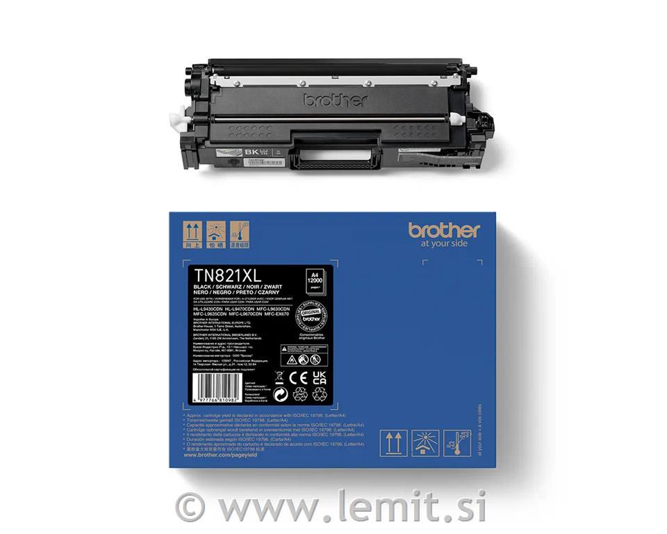 Brother Toner TN821XLBK, črn, 12.k