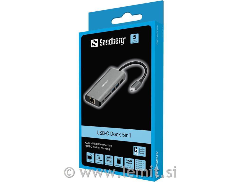 Sandberg USB-C hub razdelilnik, 6-v-1